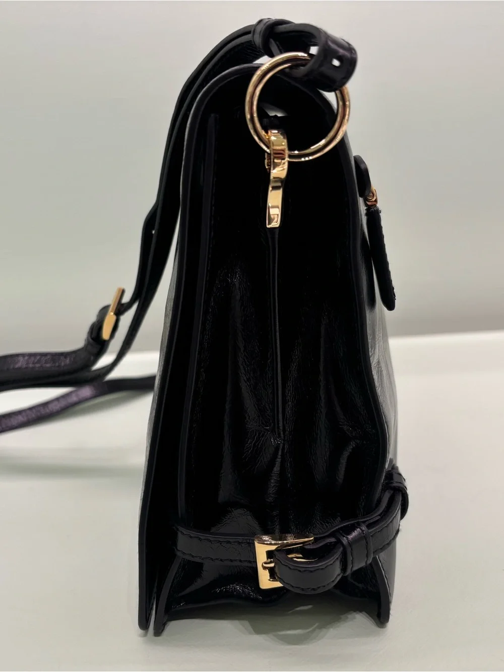 Prada Black Patent Leather Messenger Bag